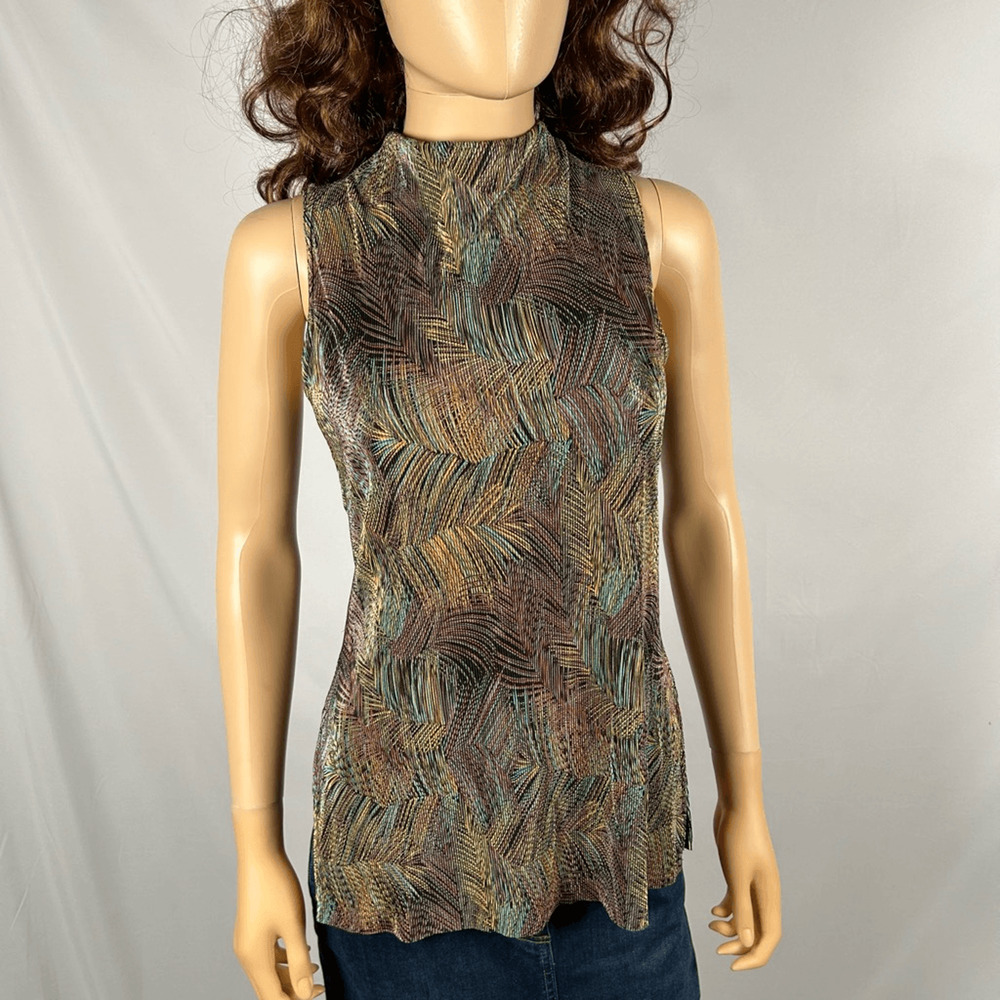 Connected Vintage Women Sleeveless Stretch Top Blouse Multicolor Size 8 Medium
